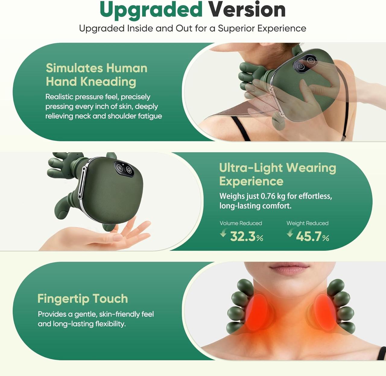 Unisex Neck Massager - Heated Massager, Wireless Portable Neck and Back Massager, Electric Deep Tissue 4D Kneading Massage, Simulated Human Hand Design for Pain Relief and Muscle Relax